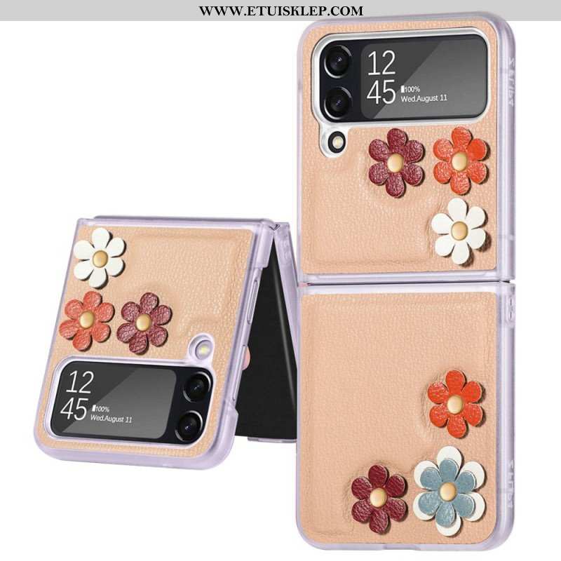 Etui do Samsung Galaxy Z Flip 4 Etui Folio Kwiaty Ze Sztucznej Skóry